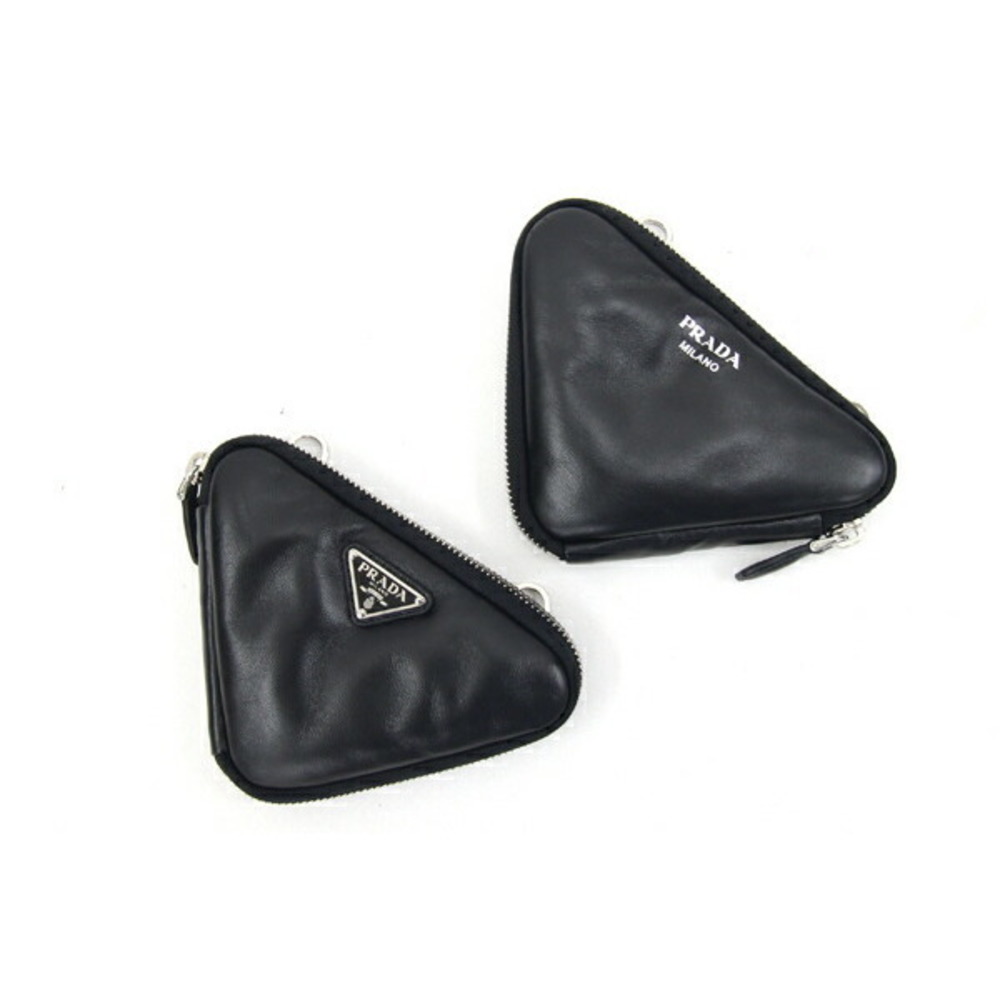 Prada Bag Triangular Triangle Chain Leather Black… - image 3